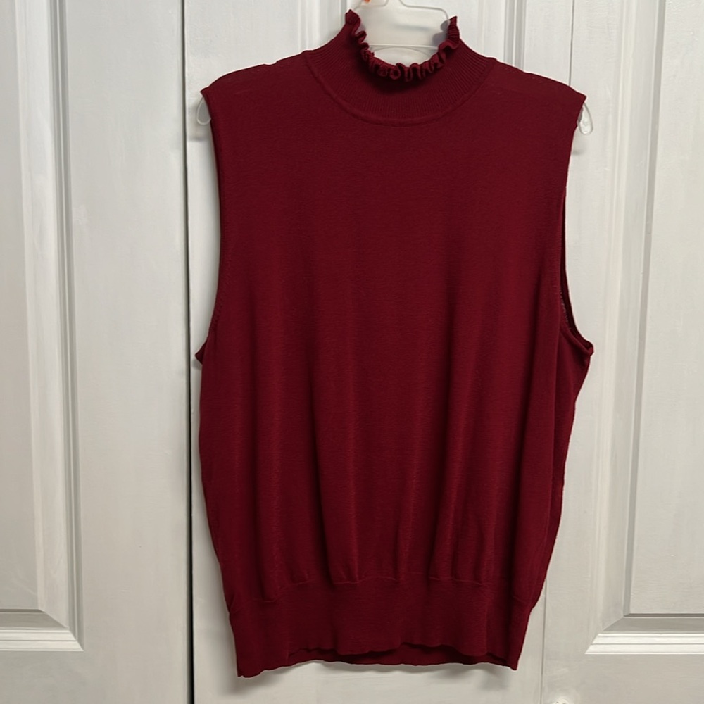 Josephine Claus Burgundy Sleeveless High Neck Knit Cami Top Size XL